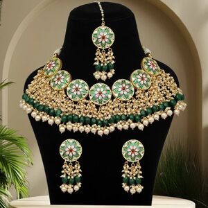 Wedding collection kundan choker necklace set with earrings